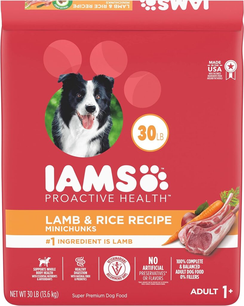 IAMS Minichunks Adult Dry Dog Food Lamb  Rice Recipe Dog Kibble, 30 lb. Bag