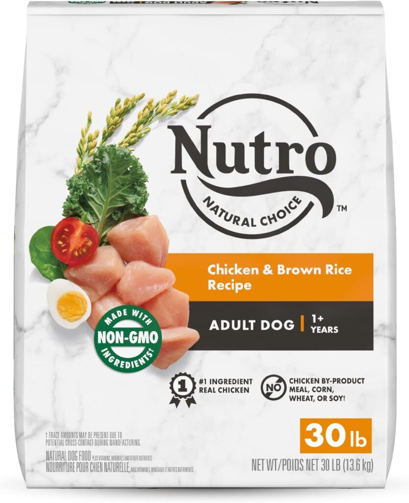 NUTRO NATURAL CHOICE Adult Dry Dog Food, Chicken  Brown Rice Recipe Dog Kibble, 30 lb. Bag