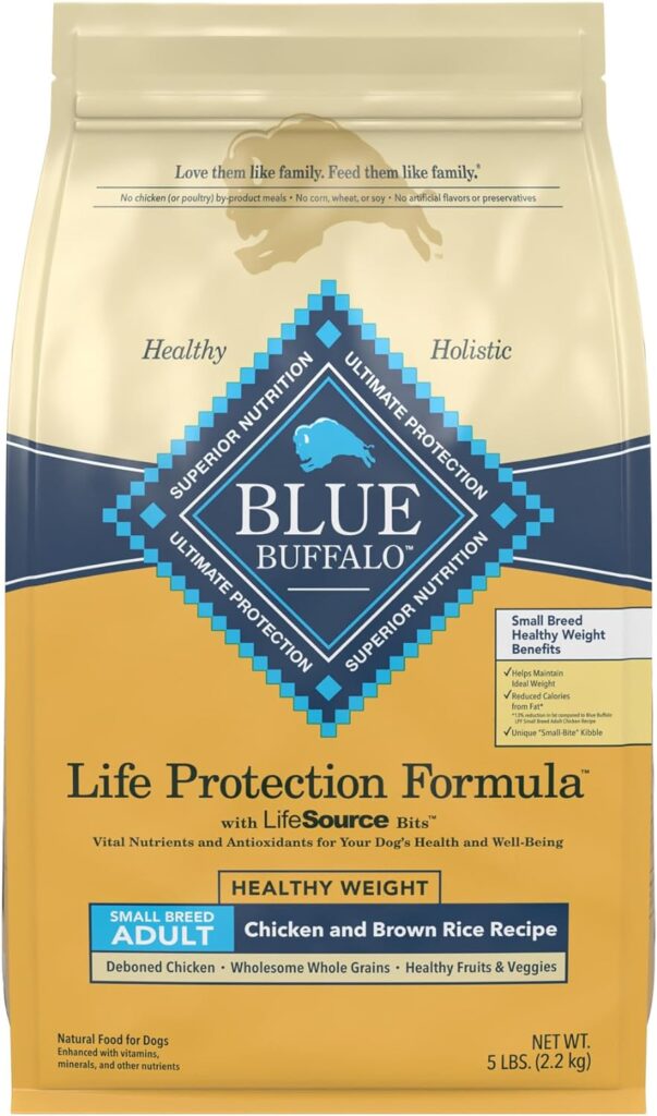 Blue Buffalo Life Protection Formula Natural Adult Small Breed Healthy Weight Dry Dog Food, Chicken and Brown Rice 5-lb Trial Size Bag