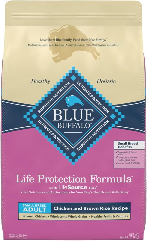 Blue Buffalo Small Breed Dog Food, Life Protection Formula, Natural Chicken  Brown Rice Flavor, Adult Dry Dog Food, 15 lb Bag
