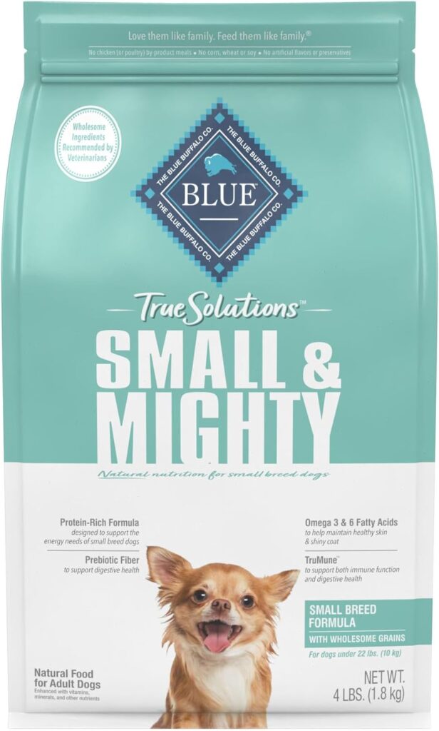 Blue Buffalo True Solutions Small  Mighty Natural Small Breed Adult Dry Dog Food, Chicken 4-lb