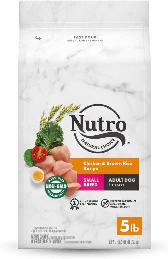 NUTRO NATURAL CHOICE Small Breed Adult Dry Dog Food, Chicken  Brown Rice Recipe Dog Kibble, 5 lb. Bag