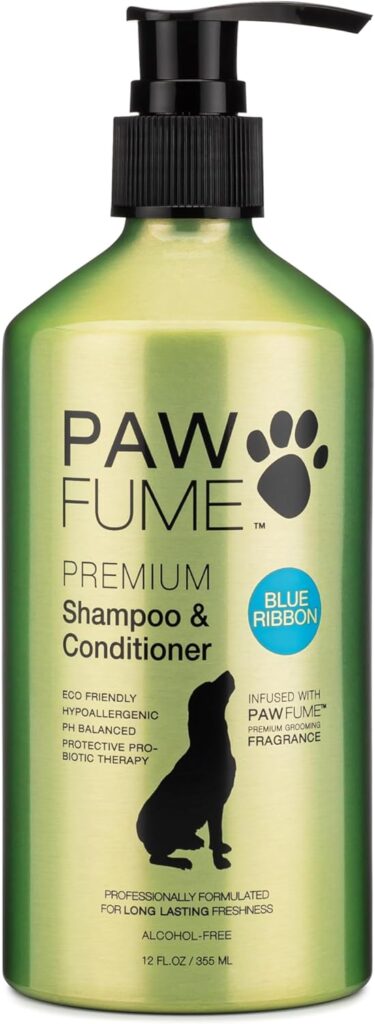 Pawfume Dog Shampoo and Conditioner – Hypoallergenic Dog Shampoo for Smelly Dogs – Best Dog Shampoos  Conditioners – Probiotic Pet Shampoo for Dogs – Best Dog Shampoo for Puppies (Blue Ribbon)