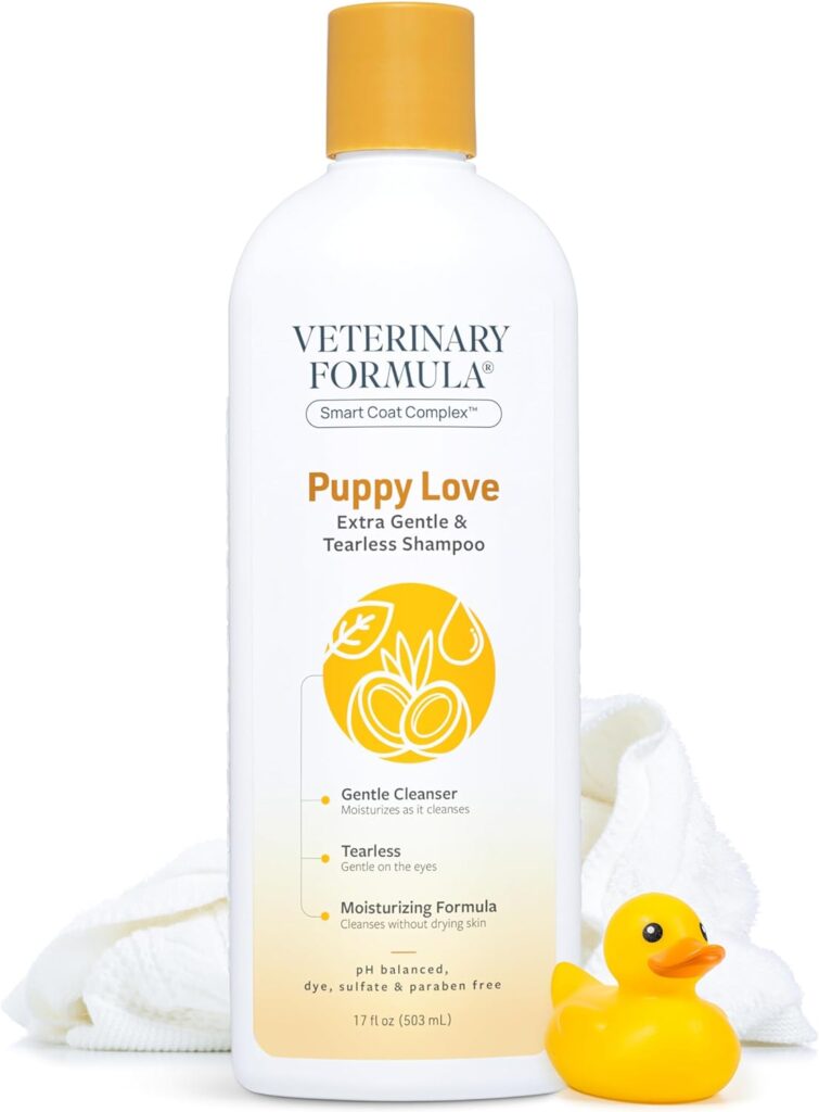 Veterinary Formula Solutions Puppy Love Extra Gentle Tearless Shampoo, 17 oz – Safe for Puppies Over 6 Weeks –Puppy Shampoo with Fresh Scent, Long-Lasting Clean – Cleanses Without Drying Delicate Skin