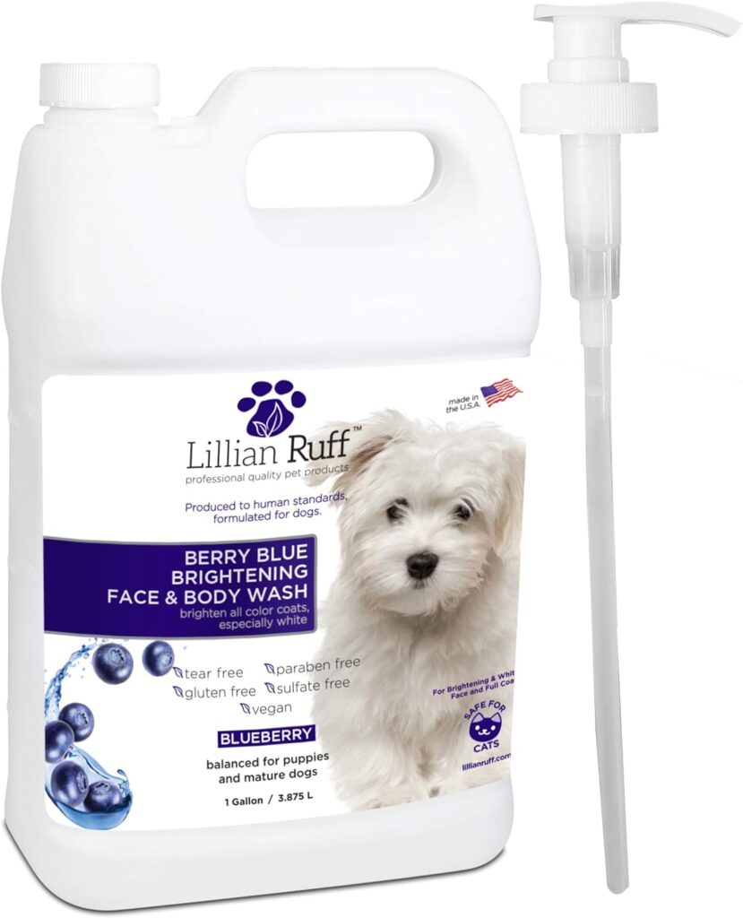 Lillian Ruff Berry Blue Brightening Face and Body Wash for Dogs - Blueberry Shampoo - Remove Tear Stains, Hydrate Dry Itchy Skin, Add Shine  Luster to Coats (Berry Blue Shampoo 16oz)