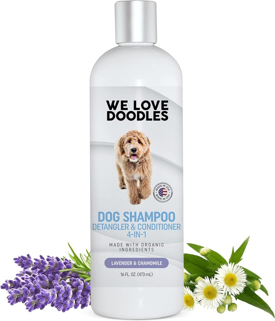 USDA Organic Dog Shampoo, Conditioner  Detangler - Best Shampoo for Goldendoodles, Poodles  Doodles - for Matted Pet Hair - Sensitive Skin Shampoo for Puppies - Made in The USA, 16OZ (Lavender)