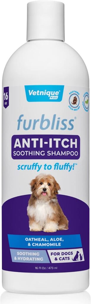 Vetnique Labs Furbliss Shampoo for Dogs with Itchy Skin, Hypoallergenic, Calming for Sensitive Skin Grooming Care Puppy Shampoo (Anti-Itch)